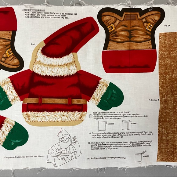 Vintage Santa Doll Cut and Sew Christmas Fabric Panel DIY Gift Sewing Craft #K12 - Picture 3 of 13